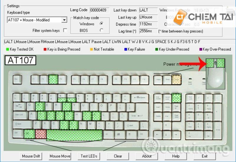 Phần mềm Keyboard test 