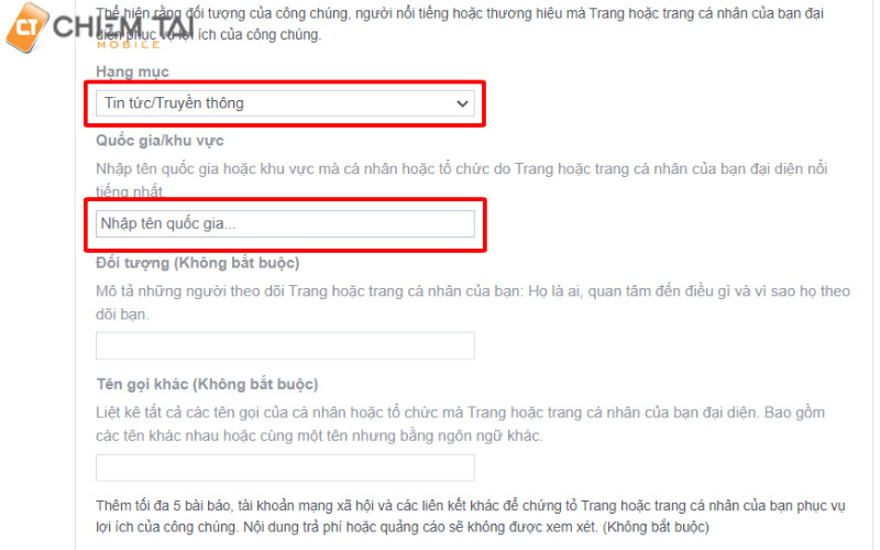 Đăng ký cho tài khoản Facebook cá nhân 2