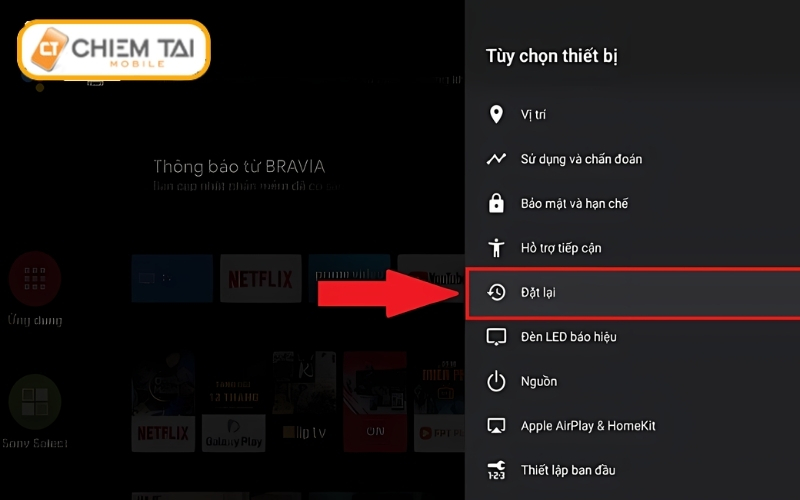 Bước 4: Chọn “Đặt lại”.
