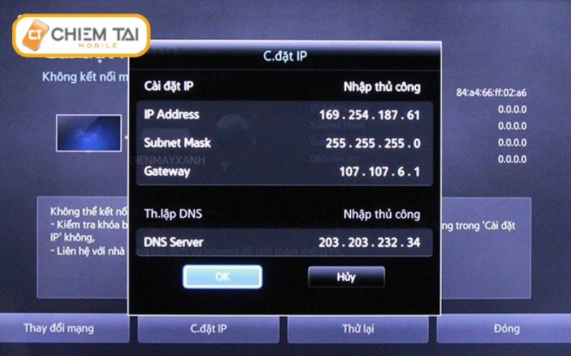 Thay đổi địa chỉ IP trên tivi Sony