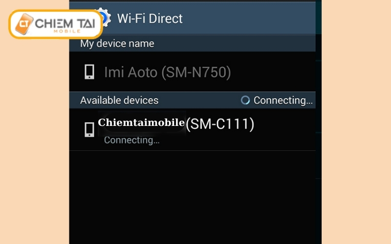 Chờ cho 2 thiết bị kết nối với nhau Wifi Direct với nhau