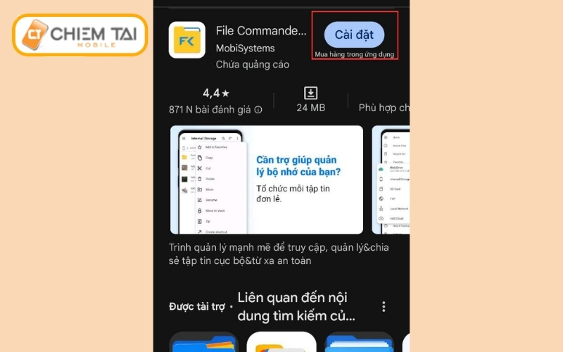 Tải phần mềm "File Commander" từ cửa hàng CH Play