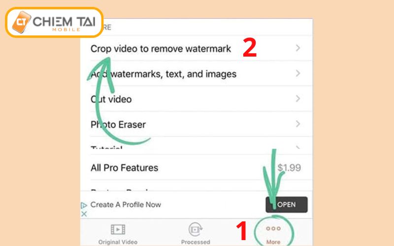 chọn công cụ crop video to remove watermark để xóa logo trong video TikTok