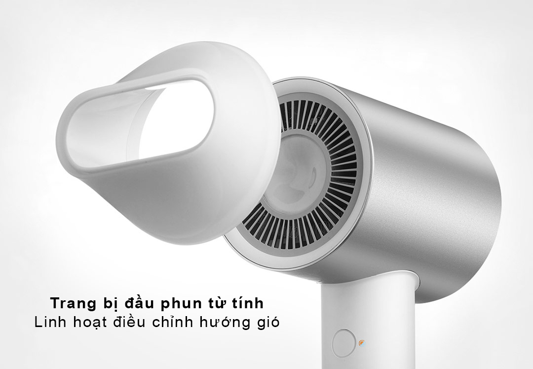Máy sấy tóc Xiaomi Mijia H500 với thiết kế đầu phun từ tính, cho phép người dùng thay đổi hướng gió theo ý muốn
