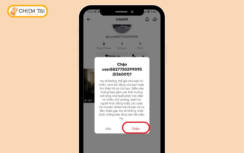 Xác nhận chặn tài khoản TikTok