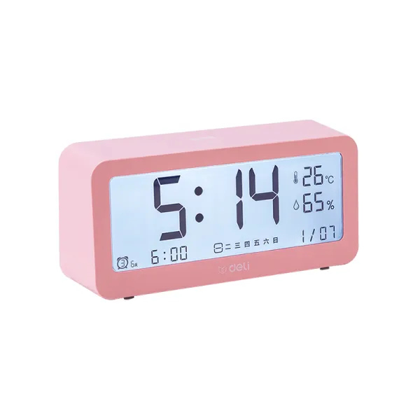 Đồng hồ báo thức tích hợp nhiệt ẩm kế điện tử DELI